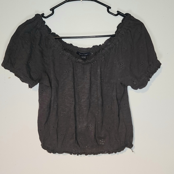 American Eagle Outfitters Gray Puff Sleeve Blouse - Picture 1 of 1